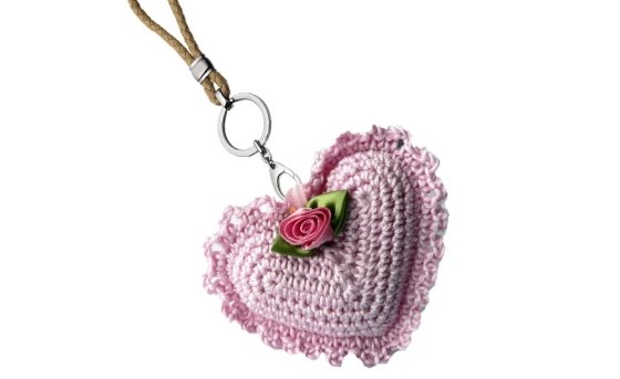 Schlüsselanhänger Herz mit einer Rose, Gr. ca. 7 cm